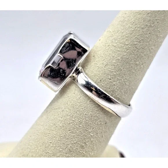Amethyst Ring Size 7 Sterling Silver 925 Rectangle Handmade Statement NWOT